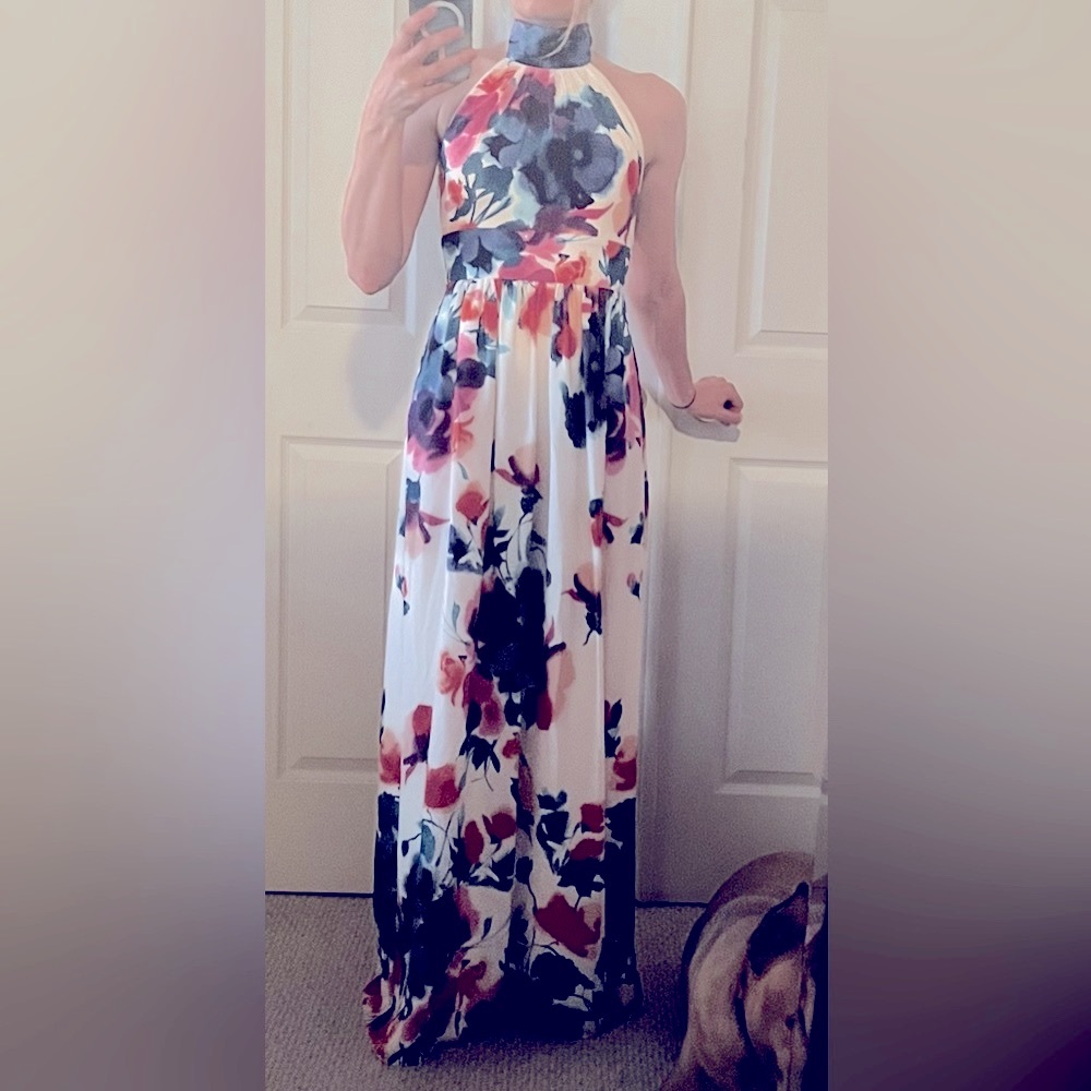 Eliza J Floral Print Halter Maxi Dress